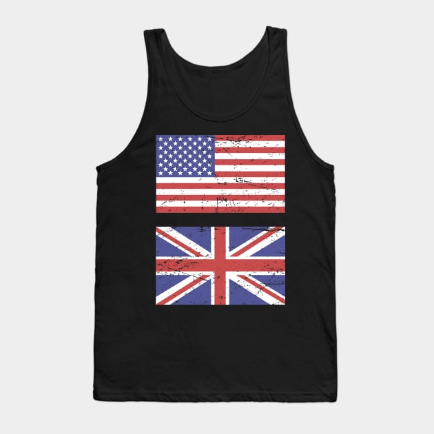 United States Flag & Great Britain Flag Tank Top by MeatMan